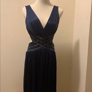 Blue Backless Sequined Dress